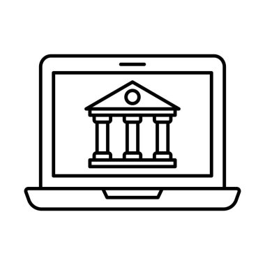 Çevrimiçi bankacılık Satır vektör simgesi kolayca düzenleyebilirsiniz