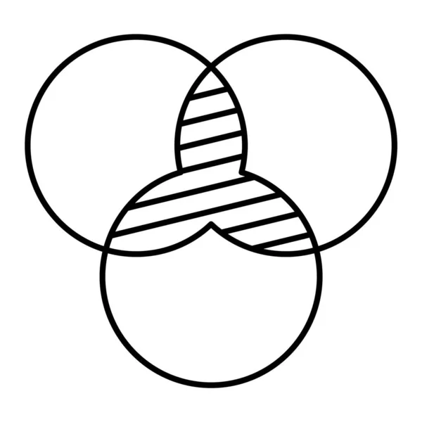 Cercles Intersection Icône Vectorielle Ligne Qui Peut Facilement Modifier Modifier — Image vectorielle