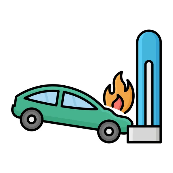 Car Wreck Flame Isolated Vector Icon Can Easily Modified Edited — Stock Vector