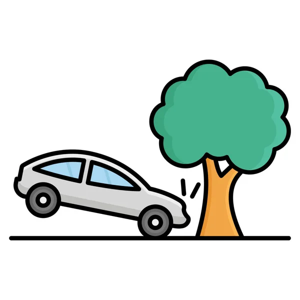 Collision Voiture Avec Icône Vectorielle Isolée Arbre Qui Peut Être — Image vectorielle