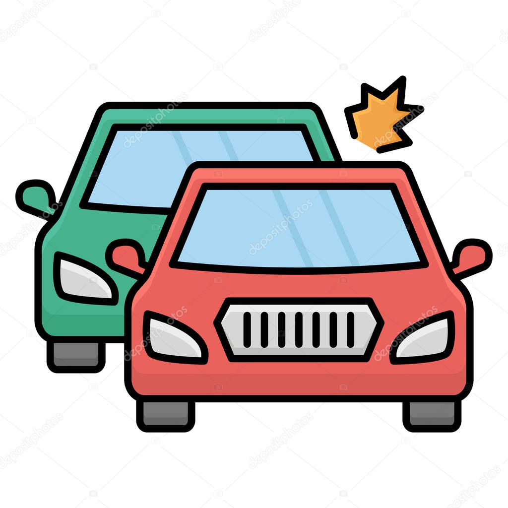 Two car collision Isolated Vector icon that can be easily modified or edited