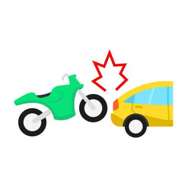 Kolayca değiştirilebilen veya düzenlenebilen otomobil izole edilmiş Vektör simgesi ile motosiklet çarpışması