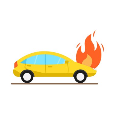 Otomobil motoru yanan izole edilmiş vektör simgesi kolayca değiştirilebilir ya da düzenlenebilir
