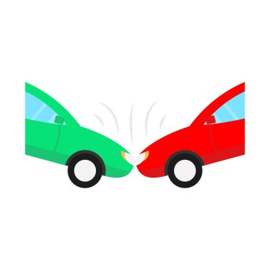  Araba ön tarafta çarpışır. Kolayca değiştirilebilir ya da düzenlenebilir izole edilmiş vektör simgesi