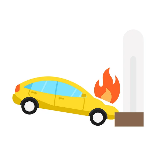 Car Wreck Flame Isolated Vector Icon Can Easily Modified Edited — Stock Vector