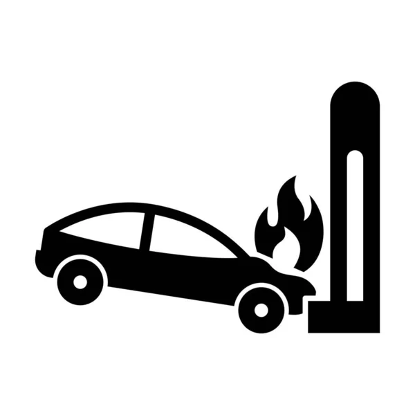 Car Wreck Flame Isolated Vector Icon Can Easily Modified Edited — Stock Vector