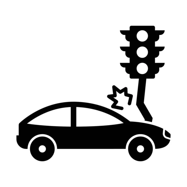 Collisione Auto Con Semafori Isolato Icona Vettoriale Che Può Essere — Vettoriale Stock