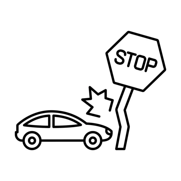 Stop Sign Car Accident Isolated Vector Icon Can Easily Modified — Stock Vector