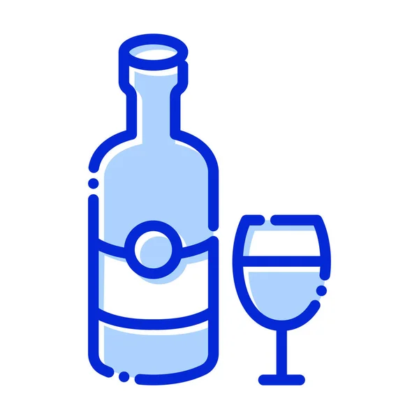 Vino Botella Vidrio Alcohol Color Con Icono Del Vector Fondo — Vector de stock