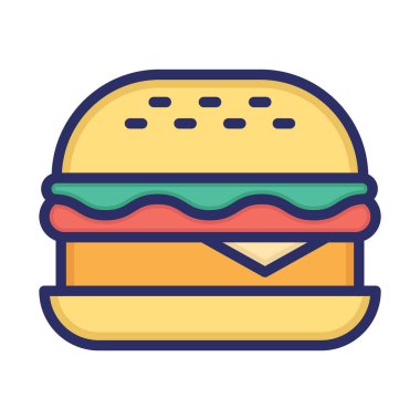 Hamburger, yemek, fast food, abur cubur. Arka plan vektör simgesi ile kolayca düzenlenebilir ya da düzenlenebilir.