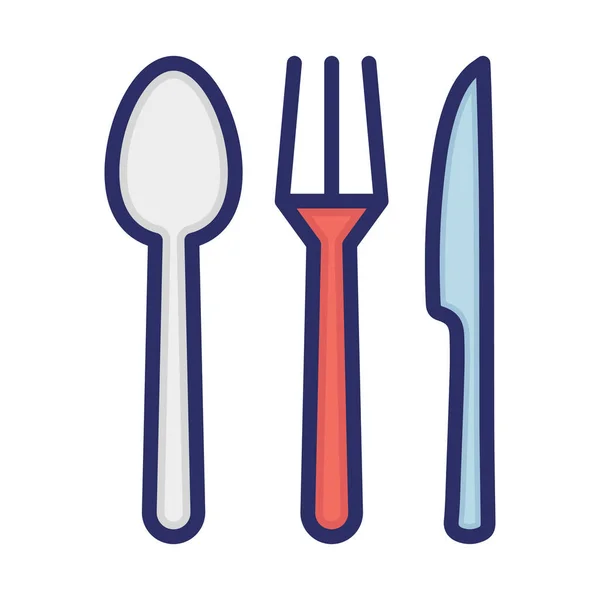 Cuchara Cuchillo Cena Tenedor Color Con Icono Del Vector Fondo — Archivo Imágenes Vectoriales