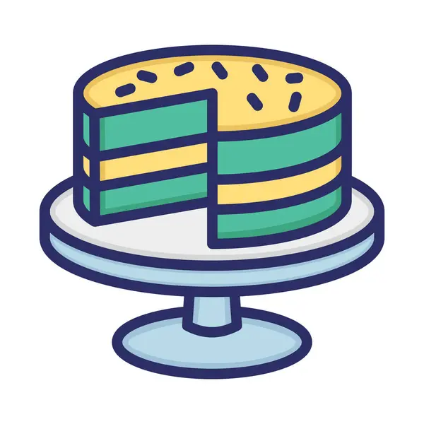 ケーキ 誕生日 パーティー お祝いの色簡単に変更または編集することができます背景ベクトルアイコン — ストックベクタ