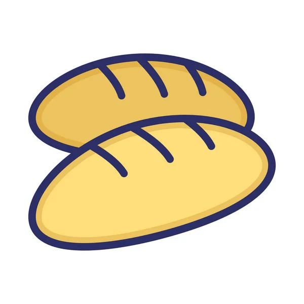 Frans Brood Stokbrood Brood Brood Kleur Met Achtergrond Vector Pictogram — Stockvector