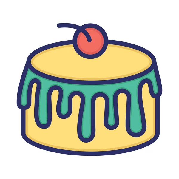 Торт День Рождения Цвет Иконкой Вектора Фона Который Легко Изменять — стоковый вектор