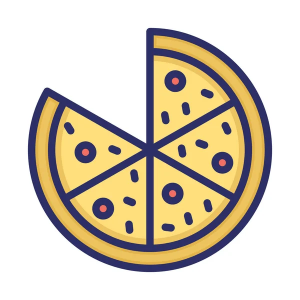 Pizza Comida Rápida Comida Chatarra Comida Italiana Color Con Icono — Vector de stock