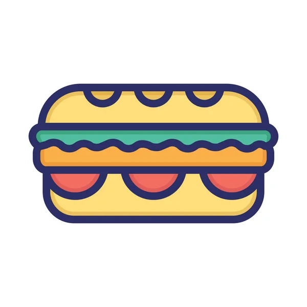 Sandwich Comida Almuerzo Comida Rápida Color Con Icono Del Vector — Vector de stock