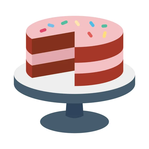 Gâteau Anniversaire Fête Célébration Couleur Avec Icône Vectorielle Arrière Plan — Image vectorielle