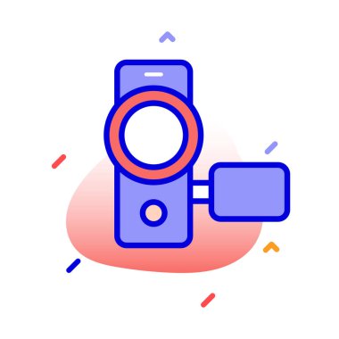 Video kamera, Arkaplan vektör simgesine sahip Renk Kolayca değiştirilebilir veya düzenlenebilir