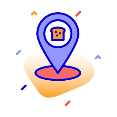 Konum, pastane konumu, fırın adresi, arka plan vektör simgesi ile gezinme rengi kolayca düzenlenebilir ya da düzenlenebilir