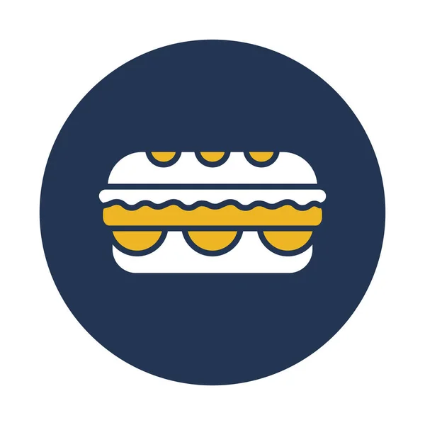 Sandwich Comida Almuerzo Comida Rápida Color Con Icono Del Vector — Vector de stock