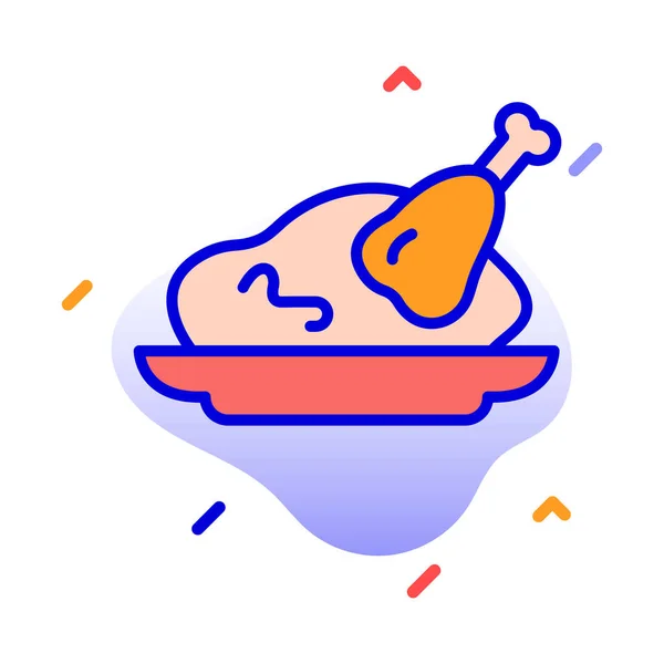 Party Food Broast Csirke Csirke Élelmiszer Színes Háttér Vektor Ikon — Stock Vector