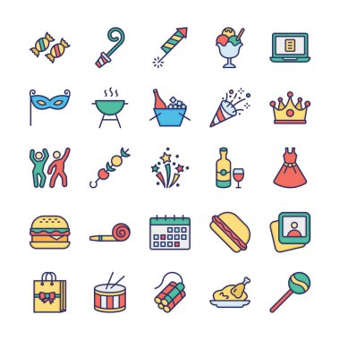 Parti ve Kutlama İzole Vektör simgeleri herhangi bir şekil ve stilde kolayca değiştirilebilir veya düzenlenebilir