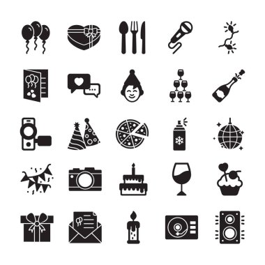 Parti ve Kutlama İzole Vektör simgeleri herhangi bir şekil ve stilde kolayca değiştirilebilir veya düzenlenebilir