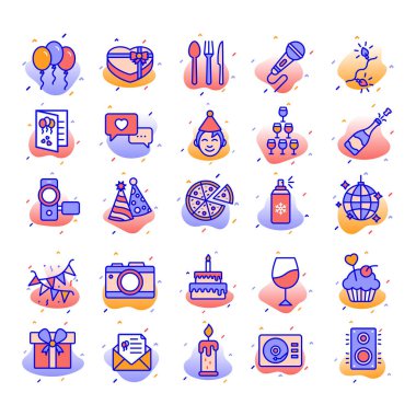 Parti ve Kutlama İzole Vektör simgeleri herhangi bir şekil ve stilde kolayca değiştirilebilir veya düzenlenebilir