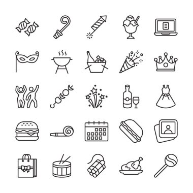 Parti ve Kutlama İzole Vektör simgeleri herhangi bir şekil ve stilde kolayca değiştirilebilir veya düzenlenebilir