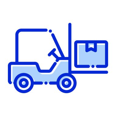 Forklift, ulaşım, dağıtım, lojistik olarak tamamen düzenlenebilir vektör simgesi