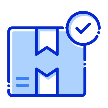 Kargo doğrulama, kontrol, geçerli, kutucuk tamamen düzenlenebilir vektör simgesi