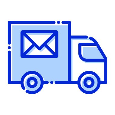 Posta kamyonu, posta, kamyon, kargo tamamen düzenlenebilir vektör simgesi