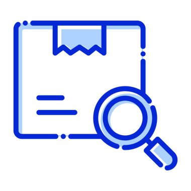 Teslimat denetimi, teftiş, paket, kutucuk tamamen düzenlenebilir vektör simgesi