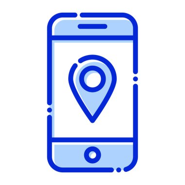 Taşınabilir konum, mobil, pin, konum tamamen düzenlenebilir vektör simgesi