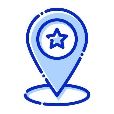 Favori konum, konum, pin, yıldız tamamen düzenlenebilir vektör simgesi