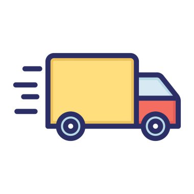 Ekspres dağıtım, ekspres nakliye, kamyon, tamamen düzenlenebilir vektör simgesi