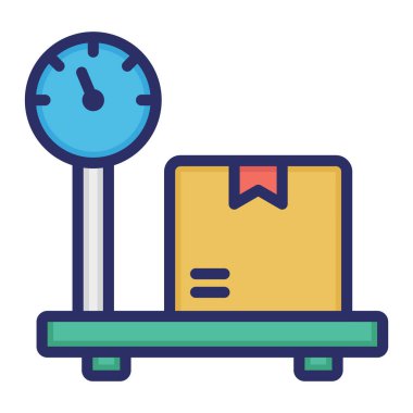 Ağırlık ölçeği, ağırlık makinesi, lojistik, kutucuk tamamen düzenlenebilir vektör simgesi