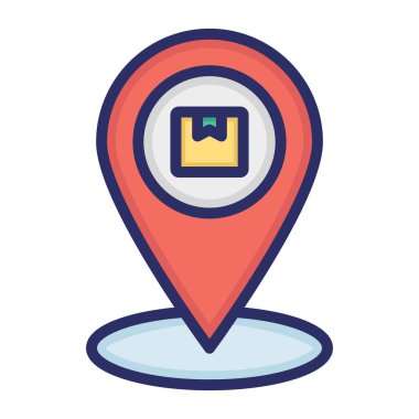 Teslimat haritası, teslimat yeri, teslimat, konum tamamen düzenlenebilir vektör simgesi