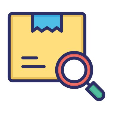 Teslimat denetimi, teftiş, paket, kutucuk tamamen düzenlenebilir vektör simgesi