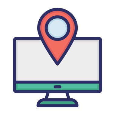 Çevrimiçi navigasyon, harita, navigasyon, konum tamamen düzenlenebilir vektör simgesi