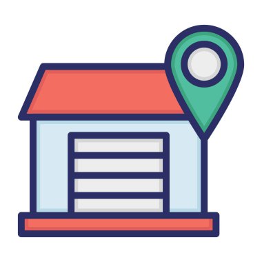 Yer, depolama, konum, tamamen düzenlenebilir vektör simgesini sakla