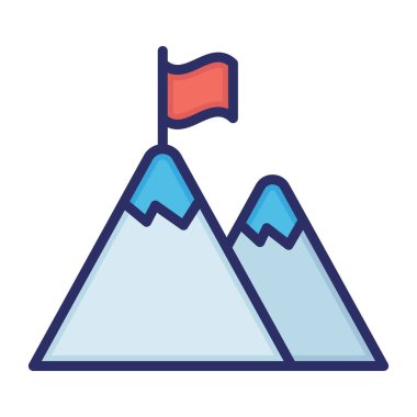 Sinyal alanı yok, bayrak, konum, dağlar tamamen düzenlenebilir vektör simgesi