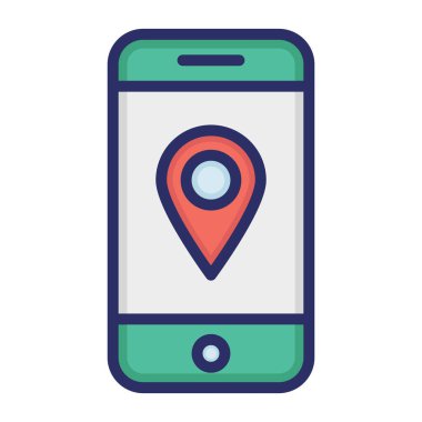 Taşınabilir konum, mobil, pin, konum tamamen düzenlenebilir vektör simgesi