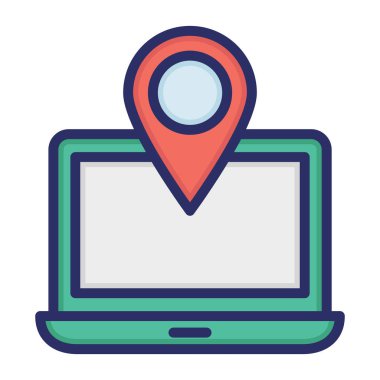 GPS dizüstü bilgisayarı, GPS, dizüstü bilgisayar, konumu tamamen düzenlenebilir vektör simgesi