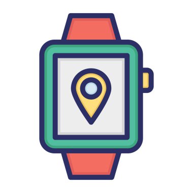 GPS saati, konum, GPS, tamamen düzenlenebilir vektör simgesini izle