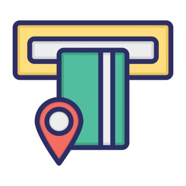 ATM konumu, ATM, konum, ATM kartı tamamen düzenlenebilir vektör simgesi