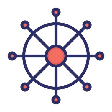 Gemi navigasyonu, navigasyon, gemi, tekerlek tamamen düzenlenebilir vektör simgesi