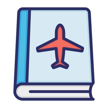 Seyahat rehberi, kitap, seyahat, uçak tamamen düzenlenebilir vektör simgesi