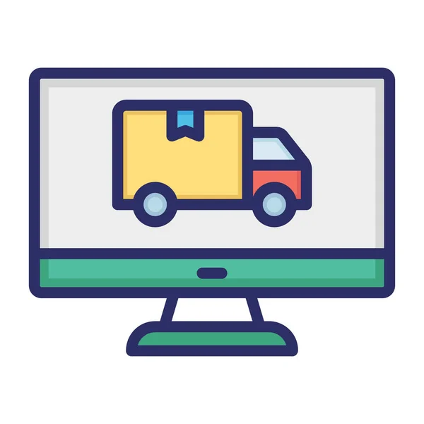 Consegna Online Ordine Online Logistica Carico Icona Vettoriale Completamente Modificabile — Vettoriale Stock