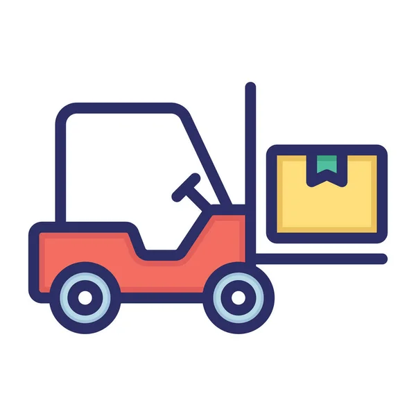 Forklift Ulaşım Dağıtım Lojistik Olarak Tamamen Düzenlenebilir Vektör Simgesi — Stok Vektör